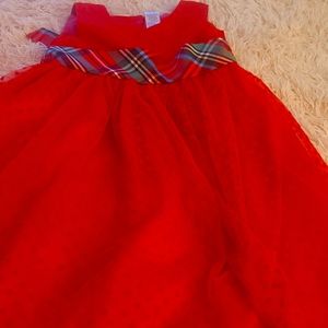 Girls holiday dress red and multi-colored holiday belted size 6x